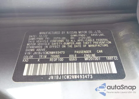 2022 Nissan Rogue Sport Sl z USA, uszkodzony, nr VIN JN1BJ1CW2NW493473